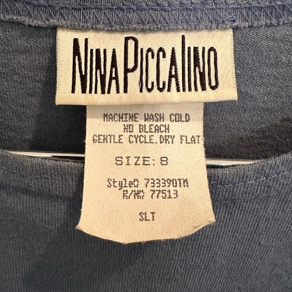 VTG Nina Piccalino 2 Piece Size 8 Long Maxi Dress Blue W/Shirt Underneath - Picture 5 of 5